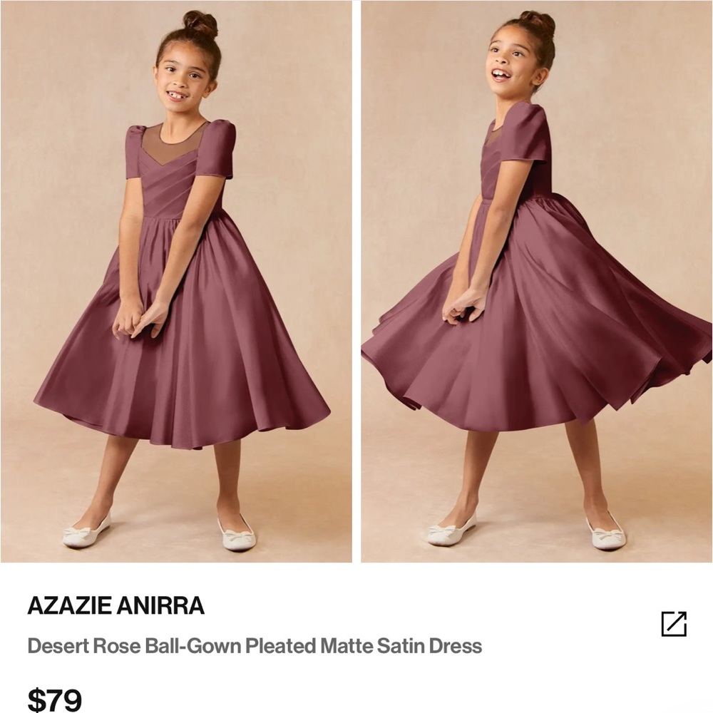 Azazie Anirra Flower Girl Dress Desert Rose